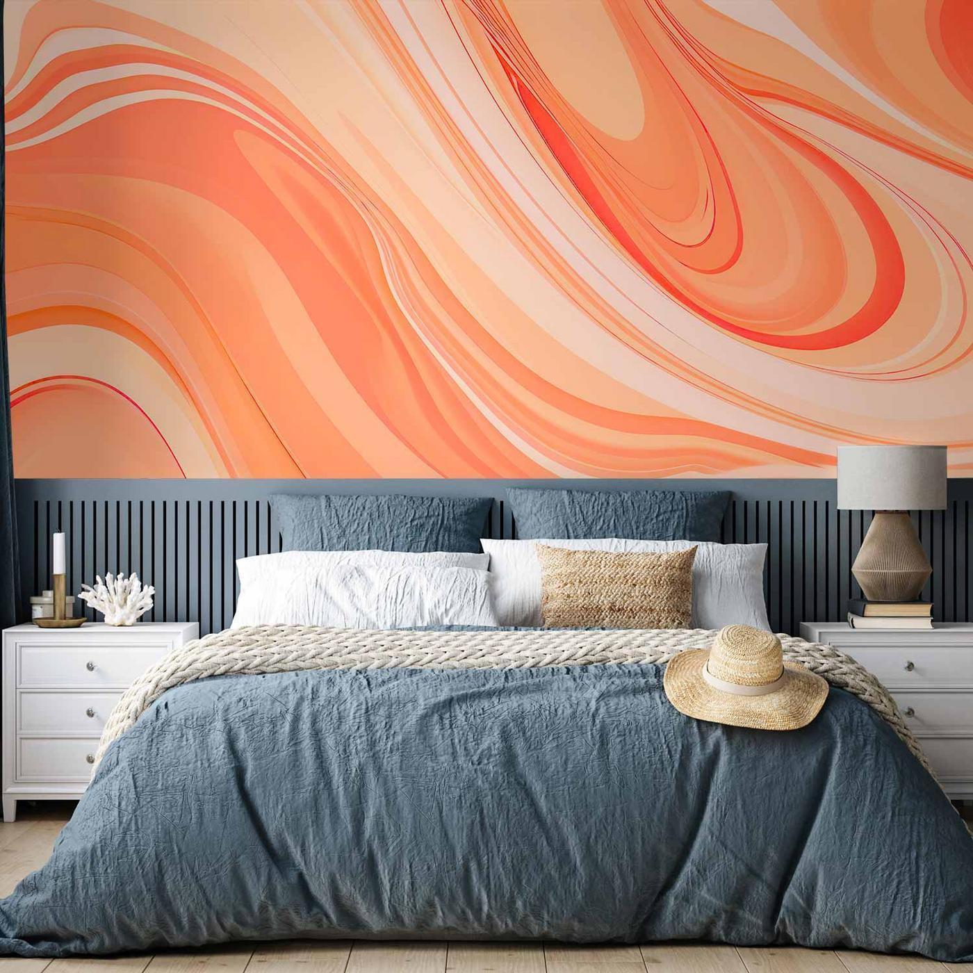 Fotobehang - Peach Abstraction - Abstraction with Smoothly Transitioning Colors in Orange Tones
