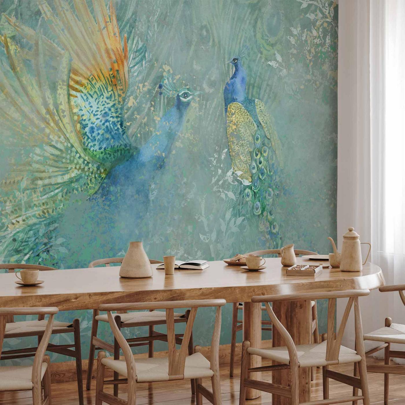 Fotobehang - Peacocks Dancing - Third Variant