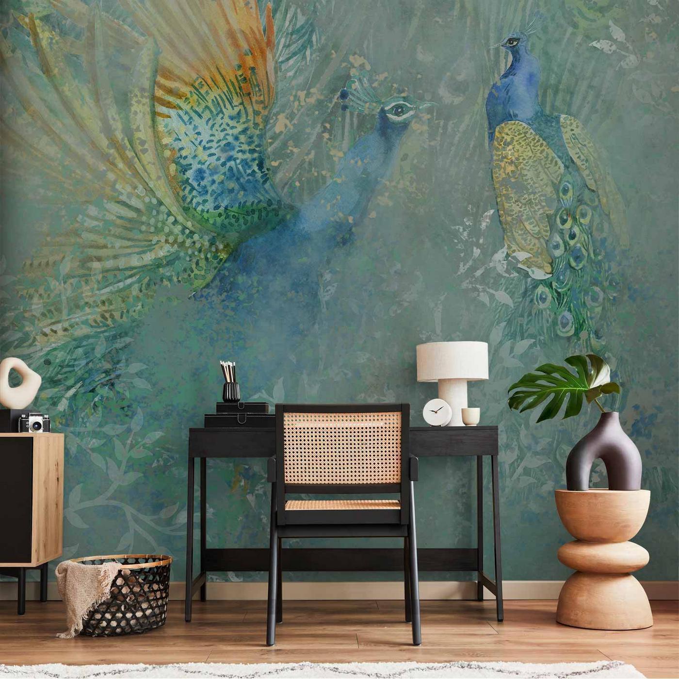 Fotobehang - Peacocks Dancing - Third Variant