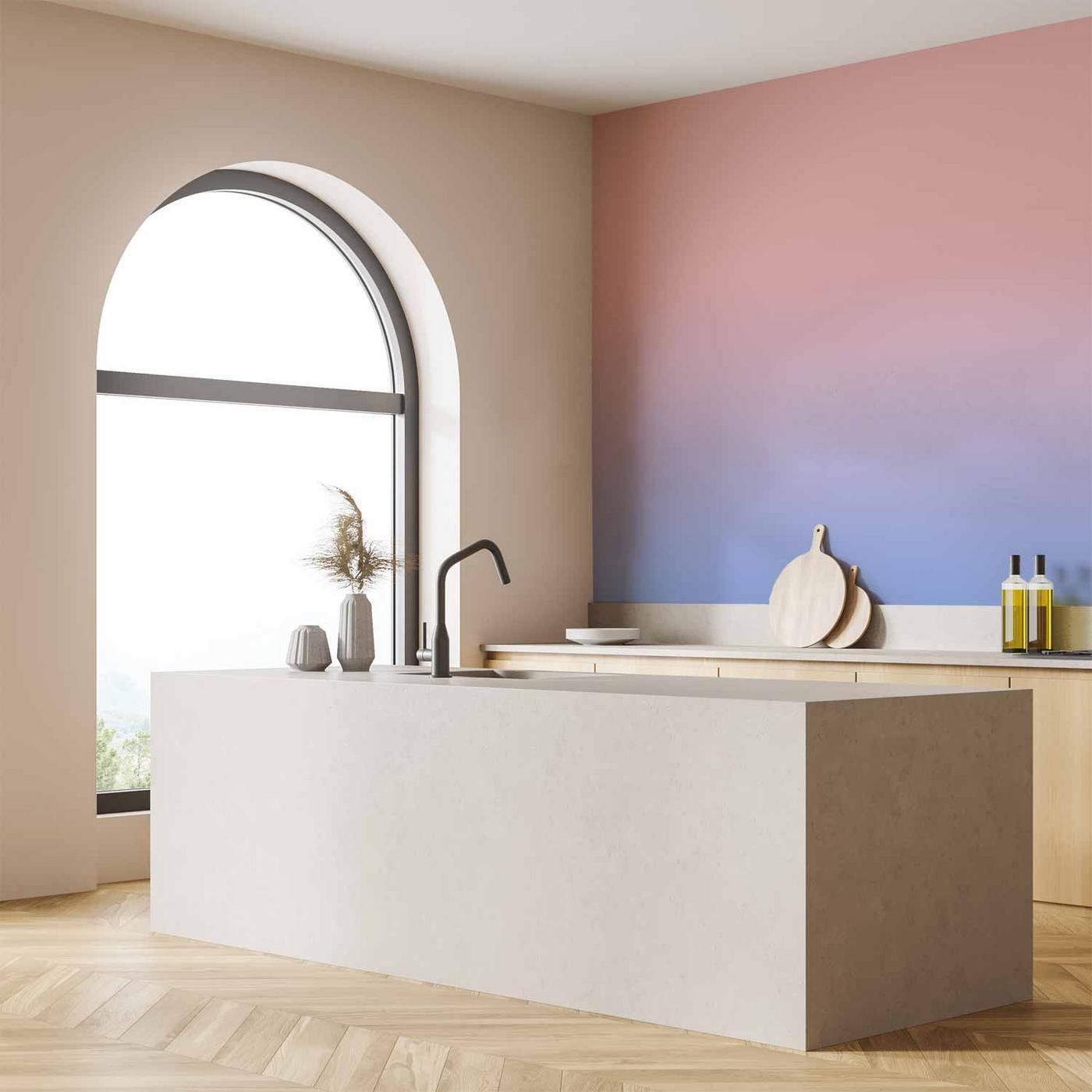 Fotobehang - Pink Dawn - Gradient Background from Pink to Cool Blue