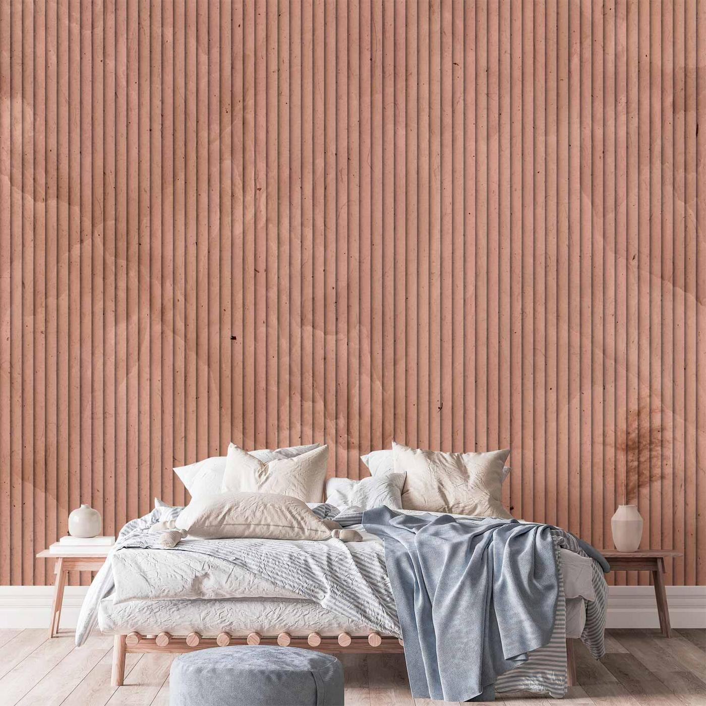 Fotobehang - Pink reed - solid background with textured vertical stripes with pattern