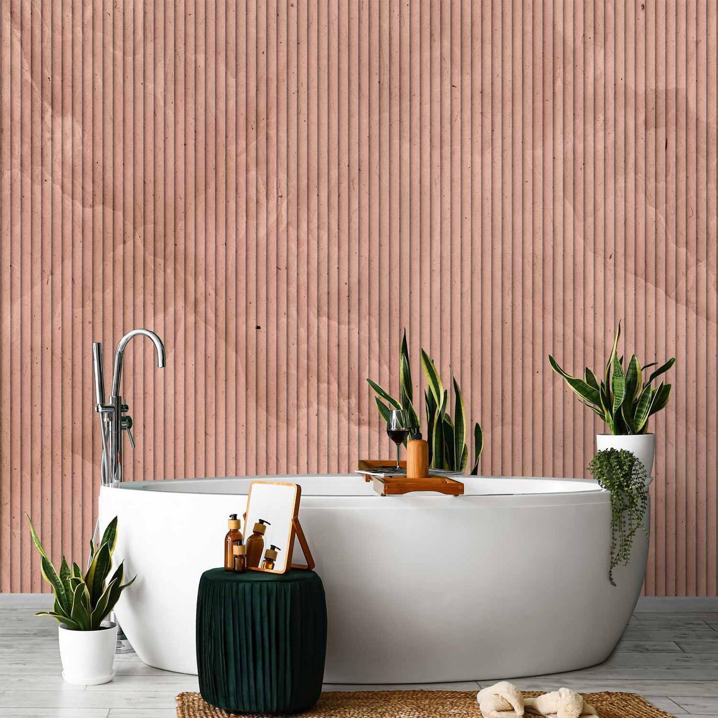 Fotobehang - Pink reed - solid background with textured vertical stripes with pattern