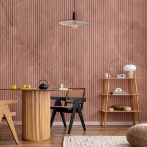 Fotobehang - Pink reed - solid background with textured vertical stripes with pattern