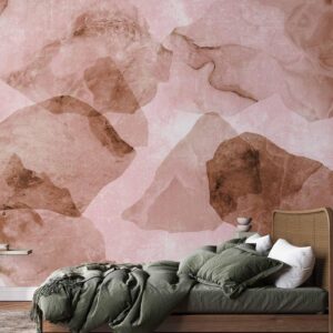 Fotobehang - Pink terrazzo - minimalist background in marble watercolour pattern