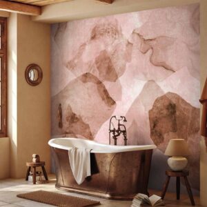 Fotobehang - Pink terrazzo - minimalist background in marble watercolour pattern