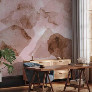Fotobehang - Pink terrazzo - minimalist background in marble watercolour pattern