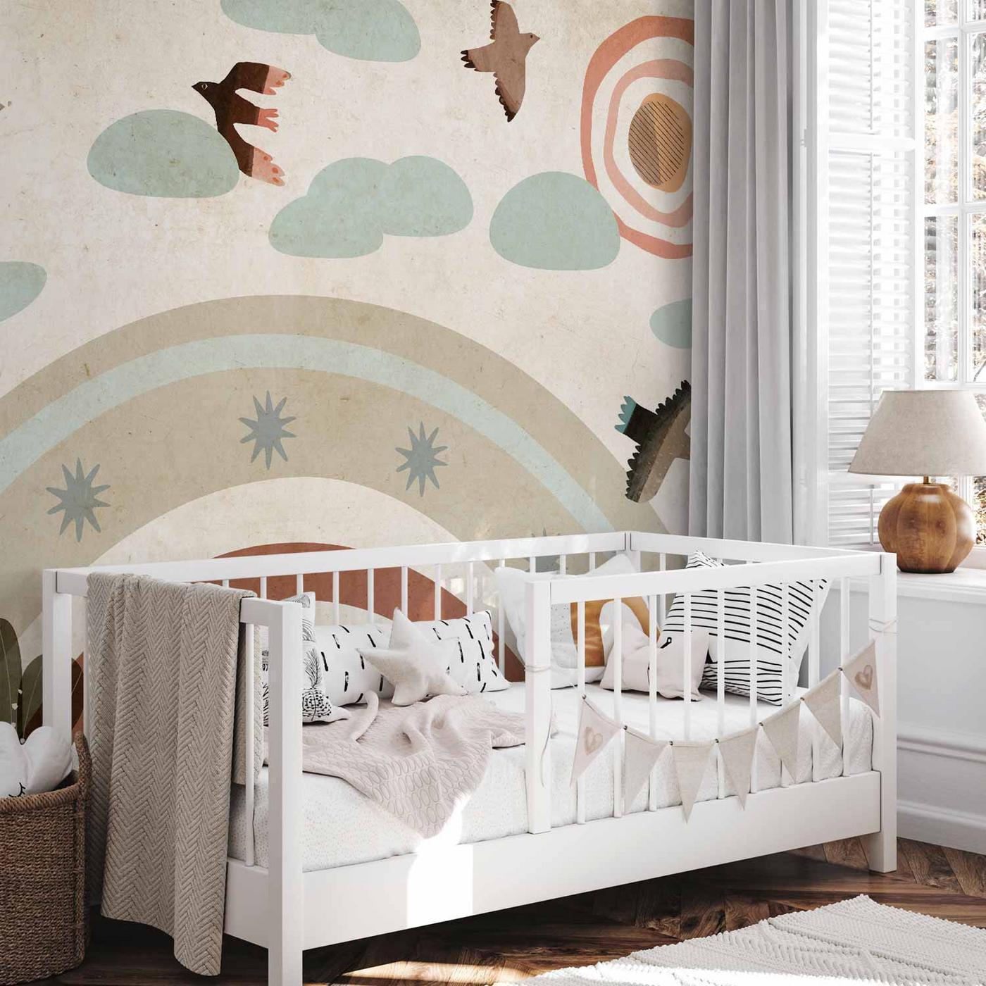 Fotobehang - Rainbow and Birds