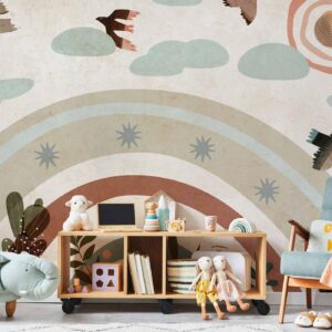 Fotobehang - Rainbow and Birds