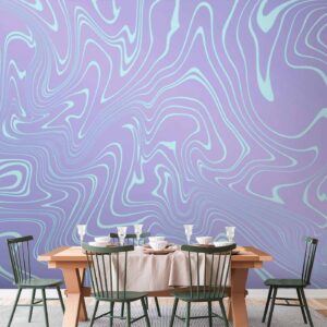 Fotobehang - Sea Abstraction - Intriguing Composition of Wavy Shapes in Shades of Blue