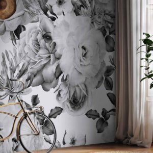 Fotobehang - Sentimental Garden (Black and White)