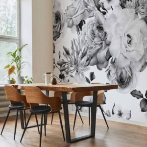 Fotobehang - Sentimental Garden (Black and White)