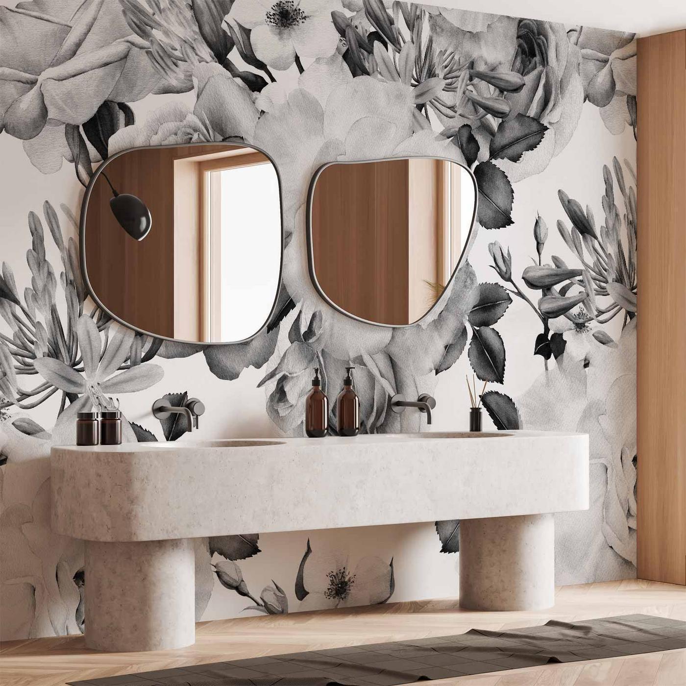 Fotobehang - Sentimental Garden (Black and White)