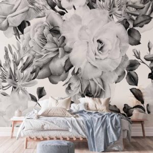 Fotobehang - Sentimental Garden (Black and White)