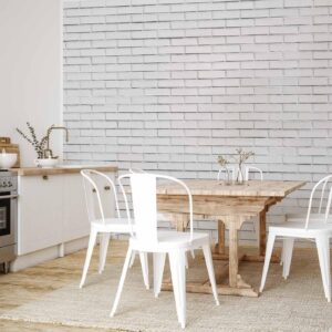 Fotobehang - Snow Brick - Pattern Imitating a Brick Wall in White