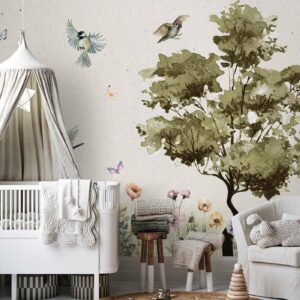 Fotobehang - Spring Meadow - a Clearing With Flowers Painted in Watercolours