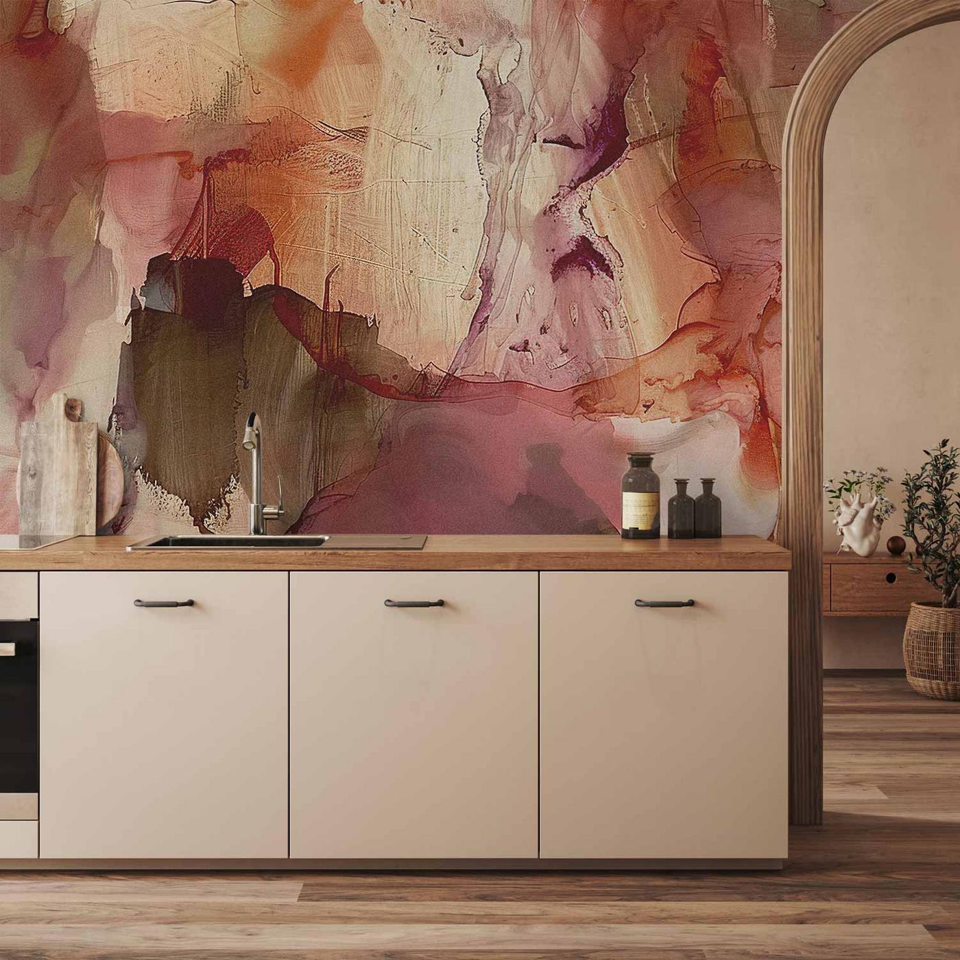 Fotobehang - Spring composition – transparencies and forms in watercolor style