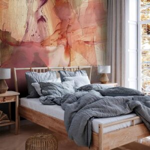 Fotobehang - Spring composition – transparencies and forms in watercolor style