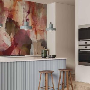 Fotobehang - Spring composition – transparencies and forms in watercolor style