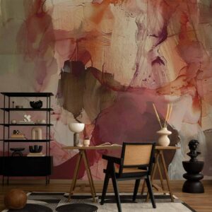 Fotobehang - Spring composition – transparencies and forms in watercolor style