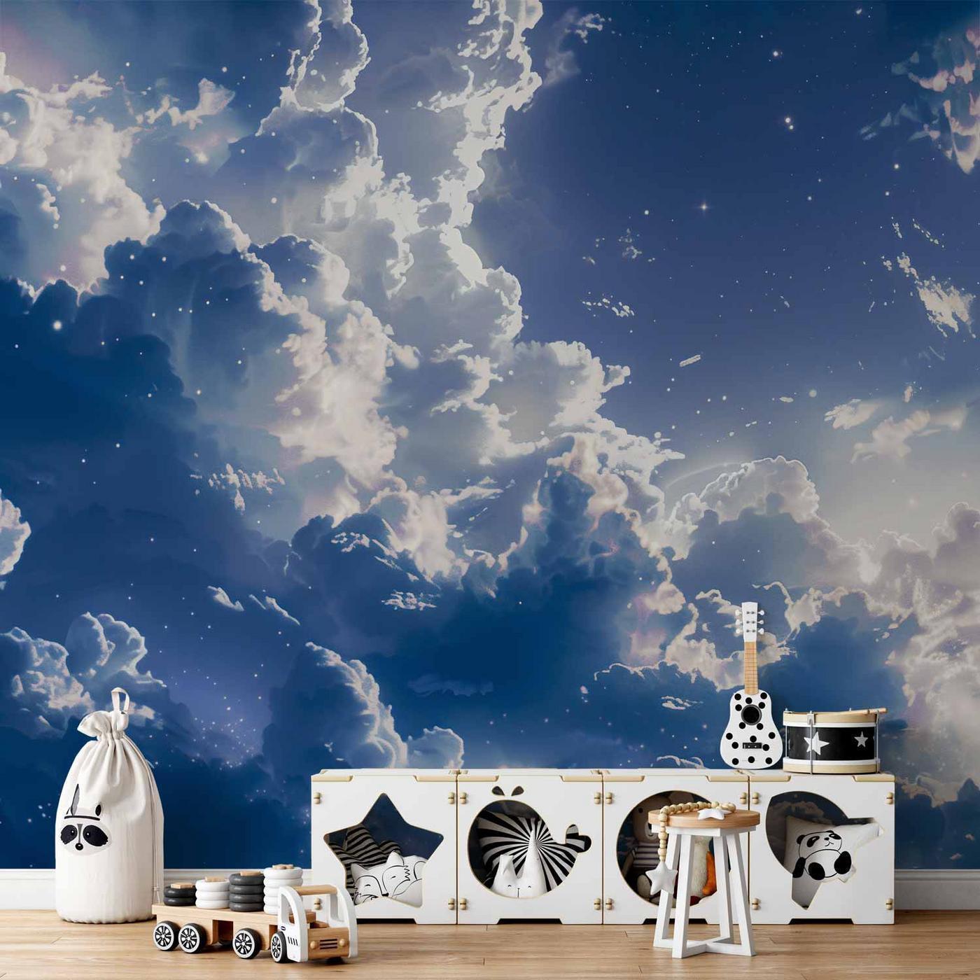 Fotobehang - Starry Clouds and Delicate Light Over a Corner of the Sky