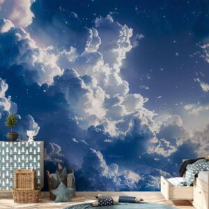 Fotobehang - Starry Clouds and Delicate Light Over a Corner of the Sky