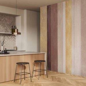 Fotobehang - Striped pattern - abstract background in stripes of different colours with gold pattern