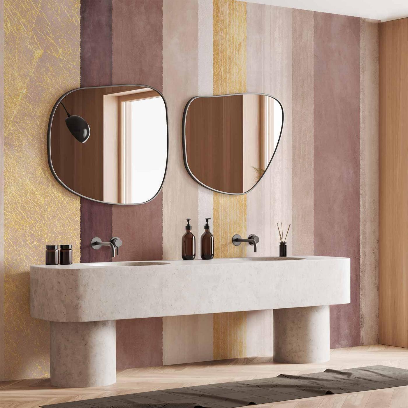 Fotobehang - Striped pattern - abstract background in stripes of different colours with gold pattern