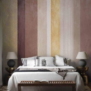 Fotobehang - Striped pattern - abstract background in stripes of different colours with gold pattern