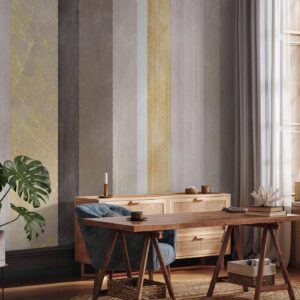 Fotobehang - Striped pattern - abstract background in various stripes with gold pattern