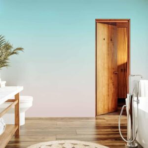 Fotobehang - Summer Morning - Transition of Colors from Light Blue to Pink