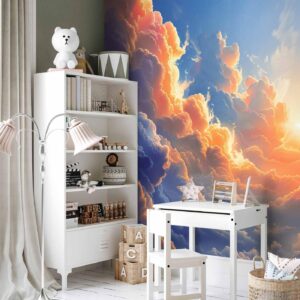 Fotobehang - Sunset Over a Cloudy Sea: A Wonderful Symphony of Colors