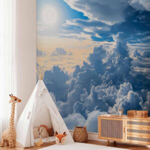 Fotobehang - Symphony of Light: Sun and Clouds Collaborating on a Beautiful Sky