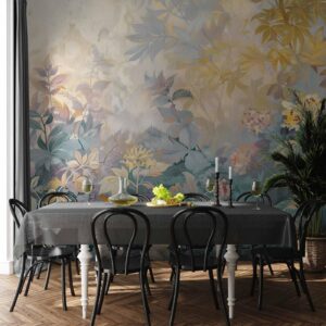 Fotobehang - Tapestry Pattern with a Meadow and Flowers Kilim with a Spring Motif