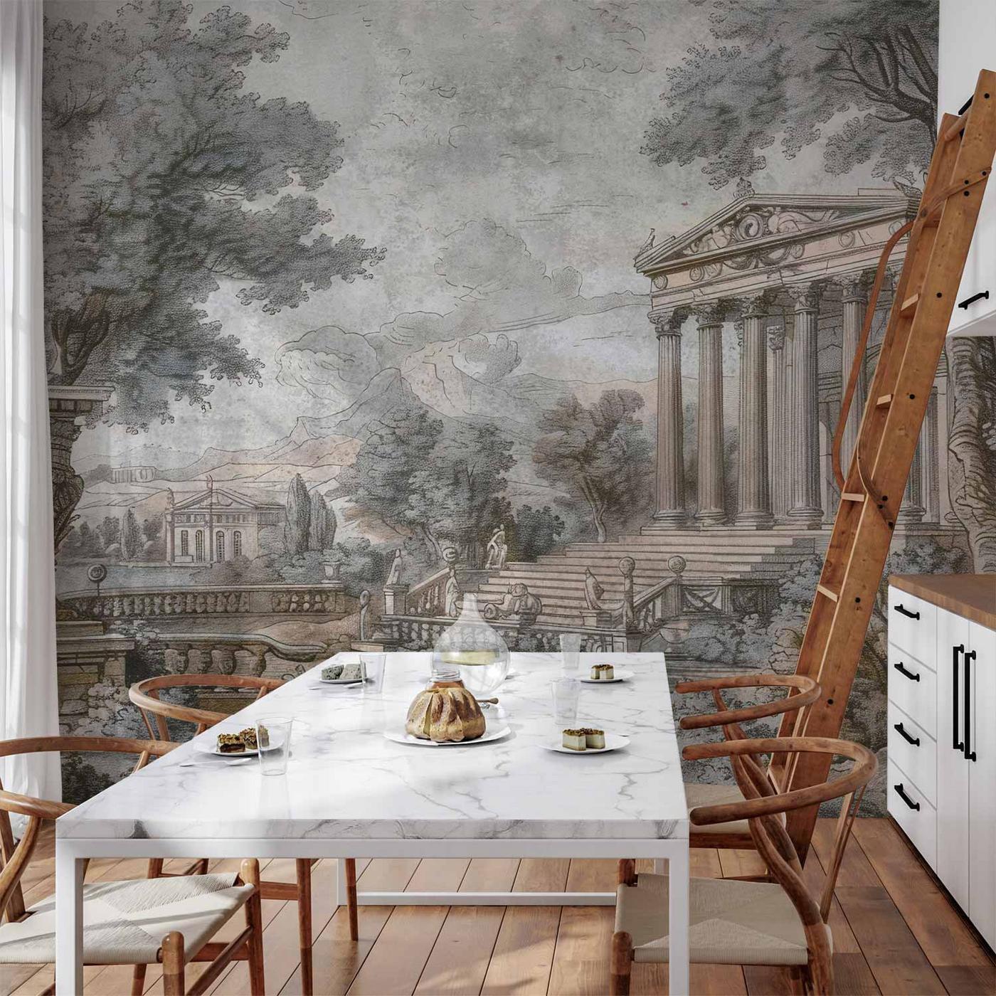 Fotobehang - Temple on a hill - Greek architecture in subdued colours