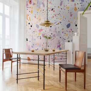 Fotobehang - Terrazzo in Confetti Style Violet-Pink Colorful Pattern