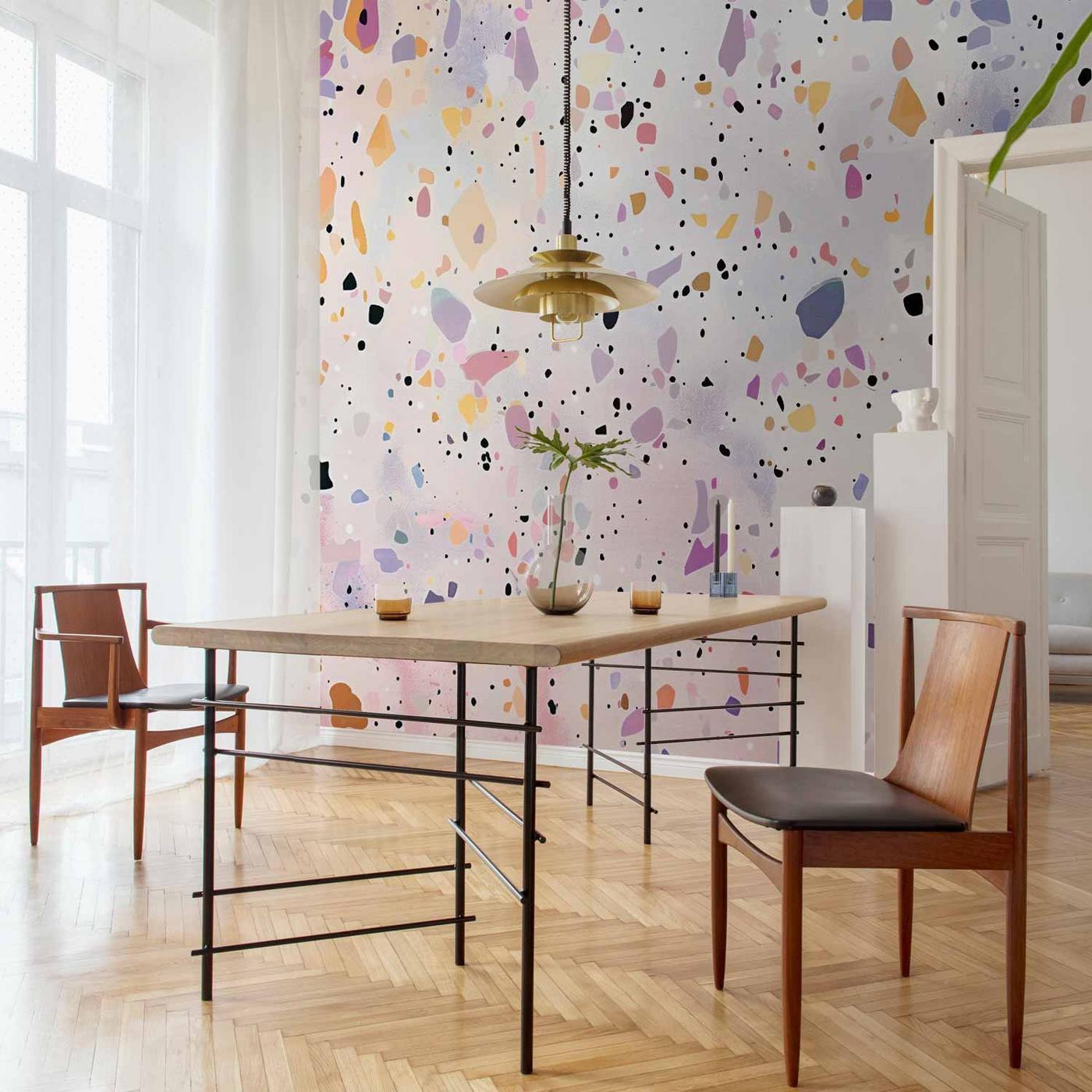 Fotobehang - Terrazzo in Confetti Style Violet-Pink Colorful Pattern