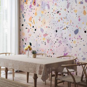 Fotobehang - Terrazzo in Confetti Style Violet-Pink Colorful Pattern