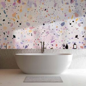 Fotobehang - Terrazzo in Confetti Style Violet-Pink Colorful Pattern