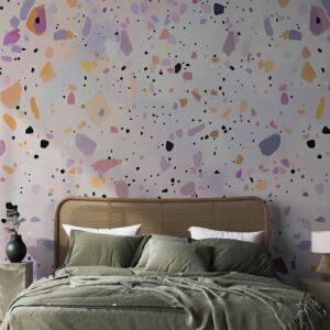 Fotobehang - Terrazzo in Confetti Style Violet-Pink Colorful Pattern
