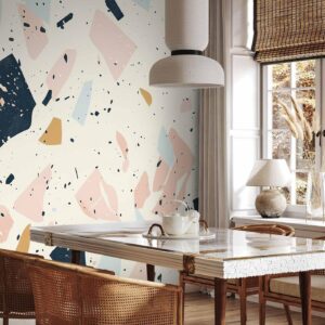 Fotobehang - Terrazzo with Large Scaled Stones in Subdued Colors