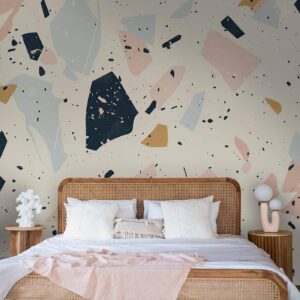 Fotobehang - Terrazzo with Large Scaled Stones in Subdued Colors