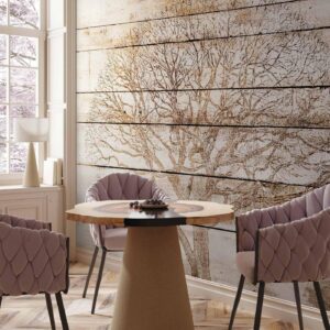 Fotobehang - Tree on Boards