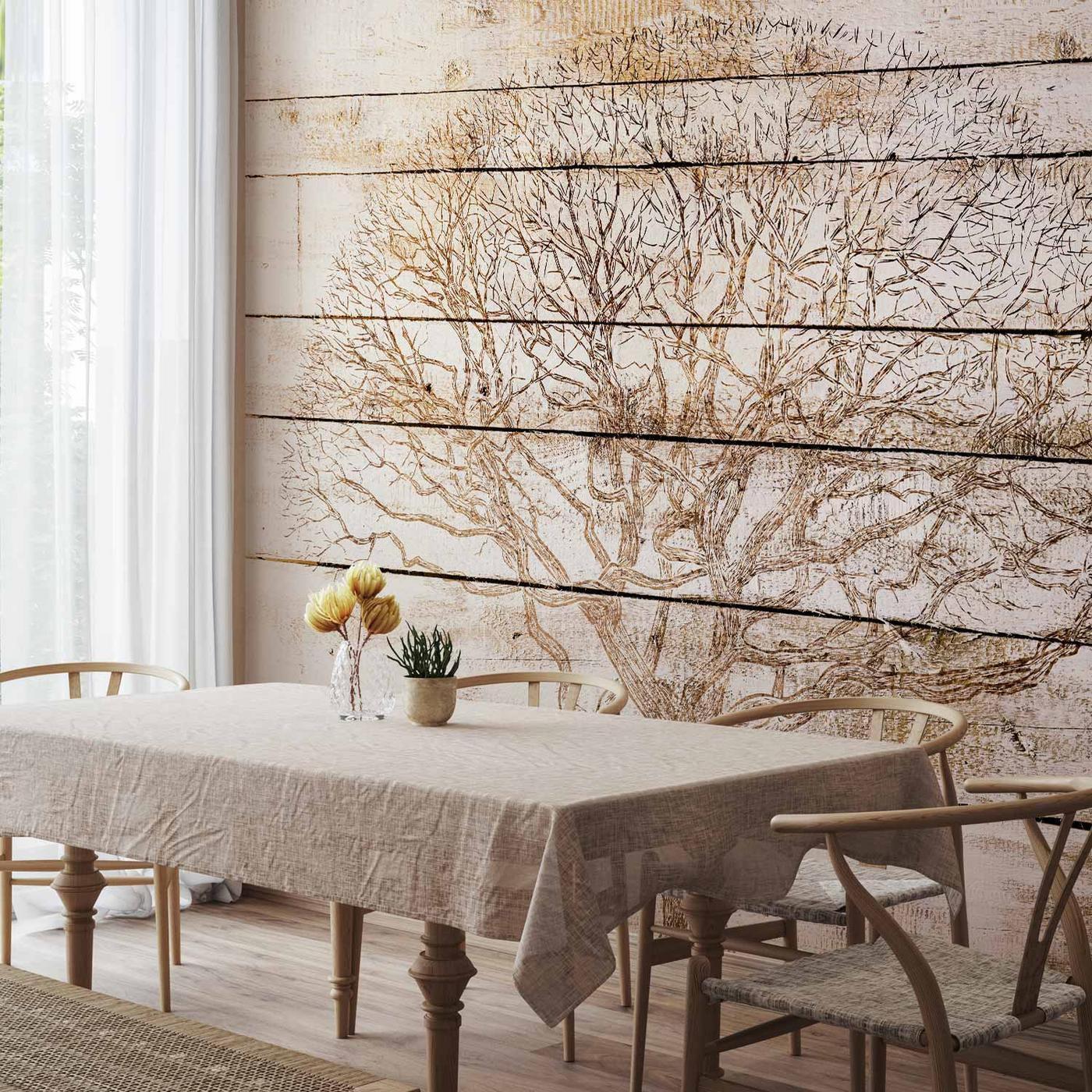 Fotobehang - Tree on Boards