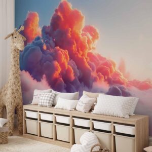 Fotobehang - Twilight Spectacle: Clouds in Shades of Pink and Violet