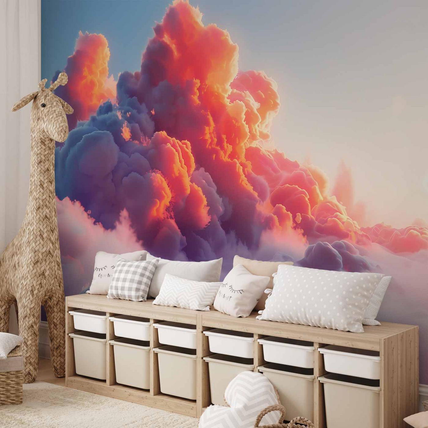 Fotobehang - Twilight Spectacle: Clouds in Shades of Pink and Violet