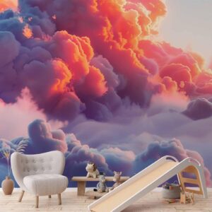 Fotobehang - Twilight Spectacle: Clouds in Shades of Pink and Violet