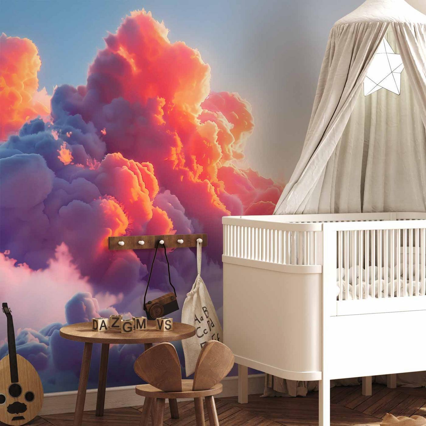 Fotobehang - Twilight Spectacle: Clouds in Shades of Pink and Violet