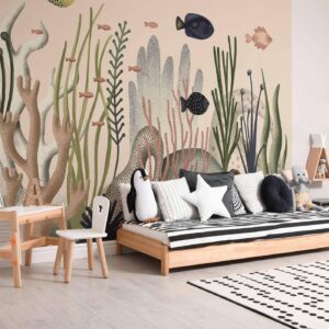 Fotobehang - Underwater World - Fish and Corals in Pastel Colours