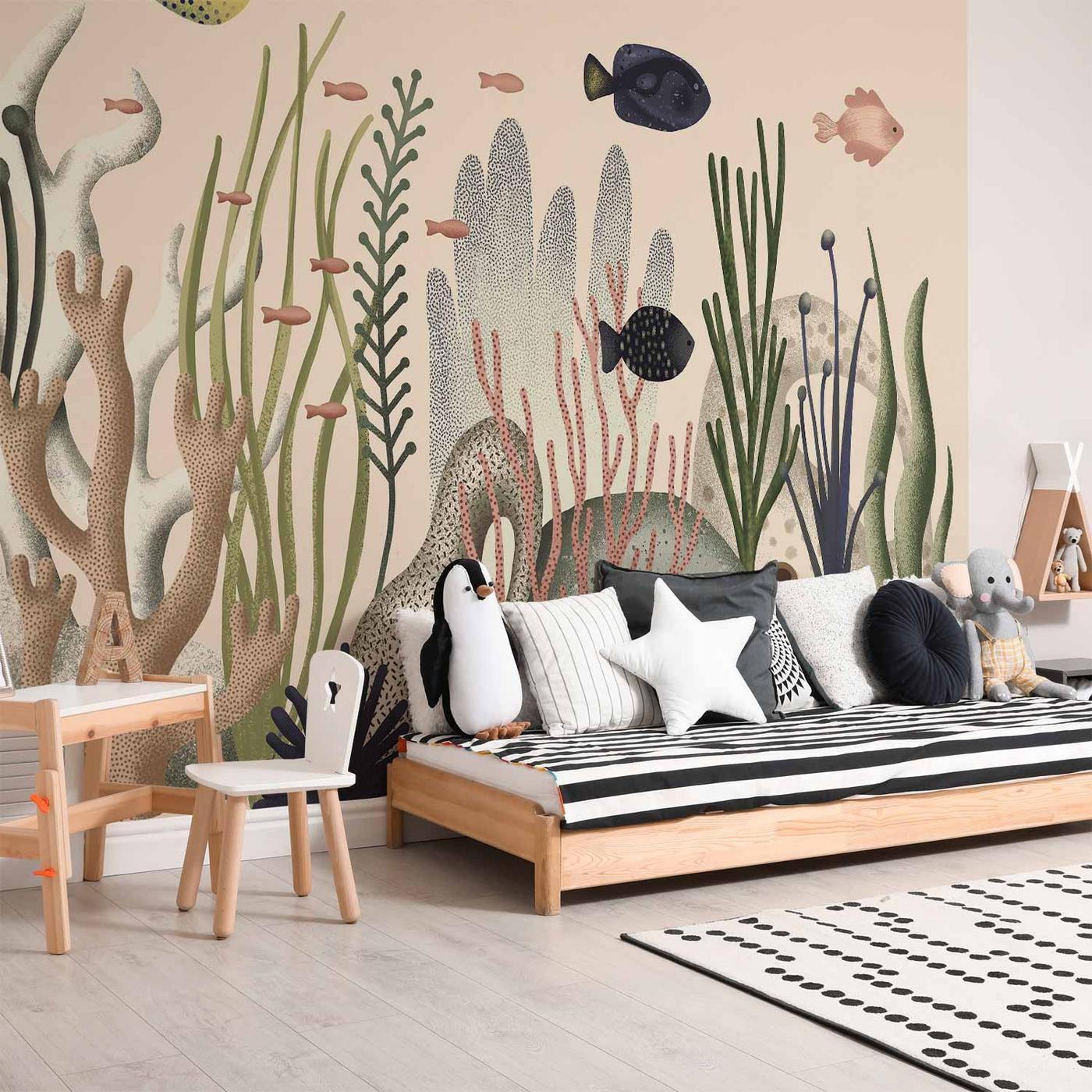 Fotobehang - Underwater World - Fish and Corals in Pastel Colours