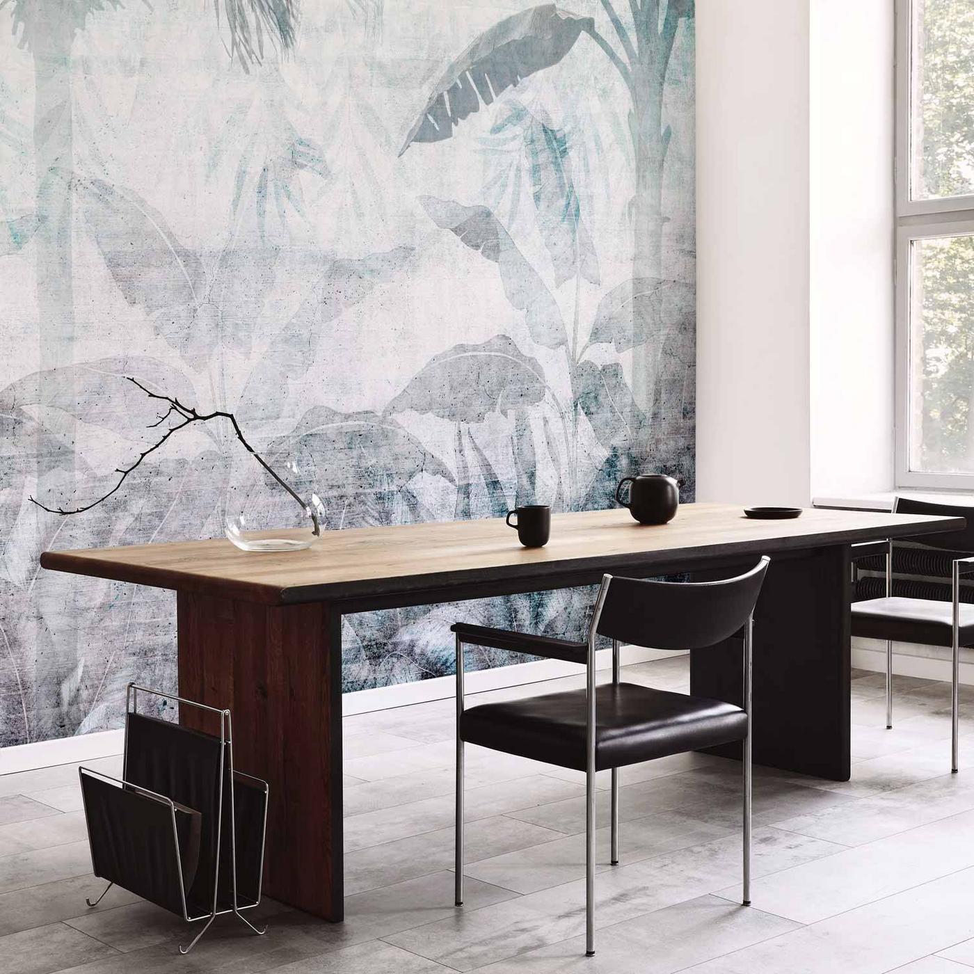 Fotobehang - Vanishing jungle - landscape of exotic nature in blue tones